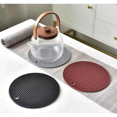 Imagem de Conjunto de Almofada De Silicone Descanso De Panela Kit 3 Peças Preto 