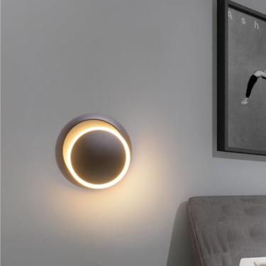 Imagem de GZZBMY Iluminação LED de parede interna giratória de 350 graus, ângulo ajustável, arandela, luminárias modernas de metal para quarto, banheiro, sala de estar, corredor (preto, luz quente)