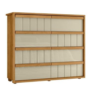 Imagem de Cômoda Tarsila 100% Mdf Ripado 8 Gavetas - 7 Decor Cumaru E Opala