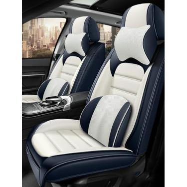 Imagem de Cobertura total de capas de assento de carro conjunto completo à prova d'água, capas de assento automotivo de couro luxuoso protetor de assento de carro, conjuntos de capas de assentos dianteiros e