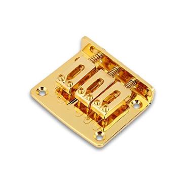 Imagem de aqxreight Peças de Reposição Versátil para Caixa de Charutos e Guitarras Elétricas Com Design de Ponte Fixa de 3 Cordas (Ouro)