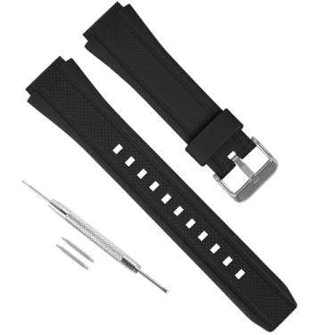 Imagem de Pulseira de relógio de resina de substituição de 20 mm para Casio EF-552-1AV EF-552PB-1A2V EF-552PB-1A4V, à prova d'água, pulseira de relógio Casio masculina de substituição (preto)