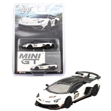Imagem de Modelo de carro fundido compatível com Mini GT 1:64 Lamborghini Aventador SVJ 63 Bianco Asopo Edição Limitada MGT00842