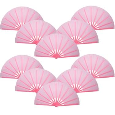 Imagem de QIRMIZI 10 peças de botas no chão leque de dança - Grande ventilador dobrável de rave para kung fu chinês, dança, festivais de música, carnavais, casamentos, eventos EDM, festas e decorações, rosa