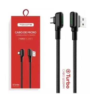 Imagem de Cabo de dados usb para v8 turbo 90 graus 1.2m 5v 3.0a - tomate tc-208m