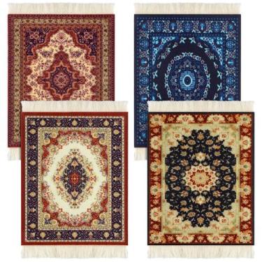 Imagem de Mesa de tapete Coasters Tatuo de 4 peças de tecido de design oriental