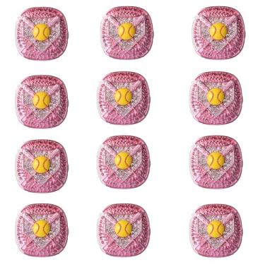 Imagem de TOPSPORTSJEWELRY Pacote com 12 anéis de jogador de softbol para torneios premiados tamanho de dedo 9 seleção de cores diferentes (anel finalista, rosa)