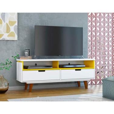 Imagem de Rack Vintage Lévis Branco e Amarelo 136 cm - Modern