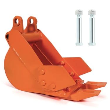 Imagem de VORGENS Mini balde de escavadeira, vala estreita laranja de 200 mm/7,9 polegadas, adequado para até 3 toneladas de acessórios de mini escavadeira com pinos de elo*2 # substitui a retroescavadeira