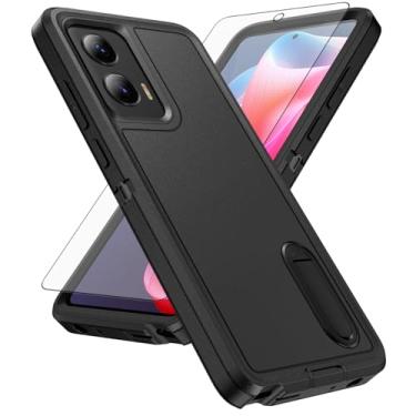 Imagem de Asuwish Capa de celular para Motorola Moto G Stylus 5G 2024 com protetor de tela de vidro temperado, suporte oculto híbrido, resistente, à prova de choque, rígida, proteção XT2419, mulheres e homens