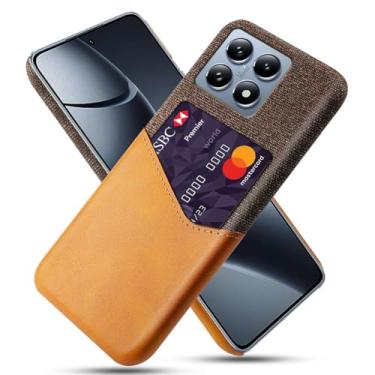 Imagem de Capa para Xiaomi 14T PRO,Tela e tampa de couro PU,Antideslizante,360°cobertura completa à prova de choque com 1 slot de cartão atrás,Prevenção de queda-Brown