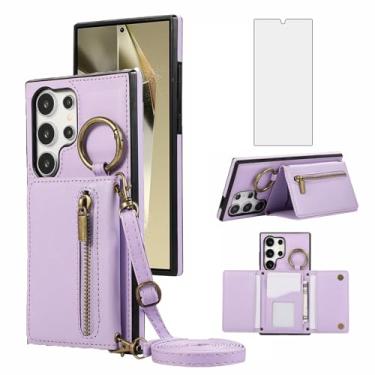 Imagem de Asuwish Capa carteira compatível com Samsung Galaxy S25 Ultra 5G com protetor de tela e alça de ombro transversal, anel de suporte de cartão, capa para celular S25Ultra 25S S 25 25Ultra 6,9 2025