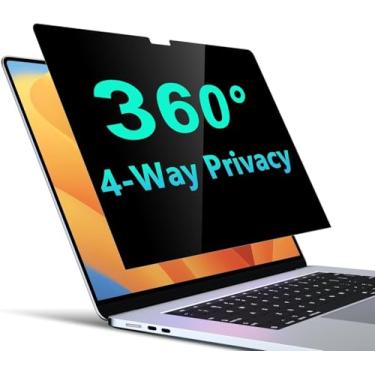 Imagem de PYS Tela de privacidade de 4 vias para MacBook Air de 15,3 polegadas (2025-2023, M4/M3/M2) - filtro anti-espião de 360°, protetor antirreflexo fosco, filme resistente a arranhões, protetor de