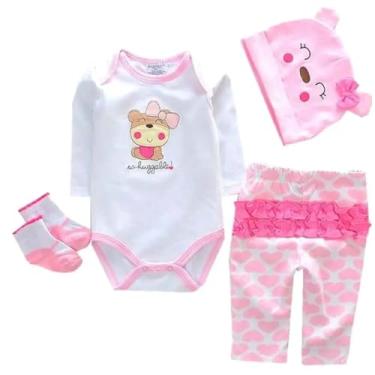 Imagem de Conjunto de Roupas para Boneca Reborn roupas de bebê rosa roupas para bonecas reborn bebê crianças reborn ternos rosa 46-50 cm, 3 Peças, Tema Animais e Bolinhas, Unissex