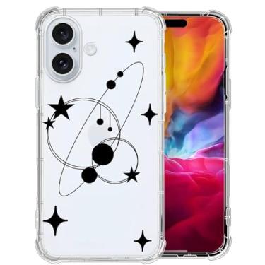 Imagem de Capa para iPhone 16 Plus, Galaxy Stars Simplicity Clear Cases Pattern Cute Cover for Girls Men Slim Thin Soft Shockproof Phone Case