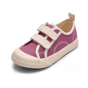 Imagem de Balabala Tênis infantil para meninos e meninas com gancho duplo e laços, sapatos de lona macios e duráveis, rosa, 9 Toddler