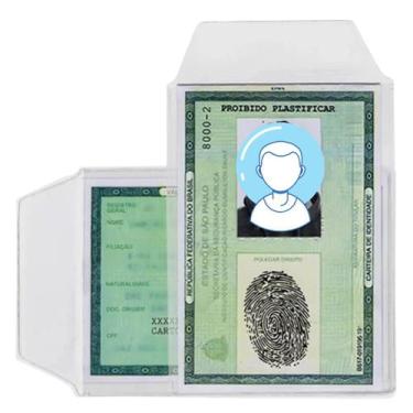 Imagem de Protetor Porta Documento Tamanho Identidade RG 7,5x10,5cm Com Aba 100 