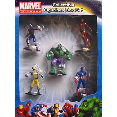 Imagem de Marvel Universe Collectible Figurines Box Set ~ Spiderman-hulk-ironman-captain America-wolverine