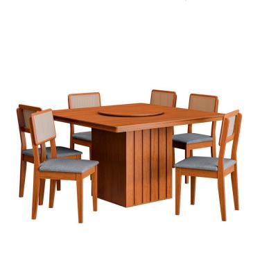Imagem de Kit Mesa de Jantar Santiago 136 Prato Giratorio e 6 Cadeiras