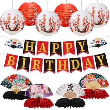 Imagem de Deorfuy Hibachi Decorações de festa de aniversário, 10 peças, banners de festa estilo japonês, lanternas de centro de favo de mel, peças centrais de favo de mel, chá de bebê com tema chinês asiático