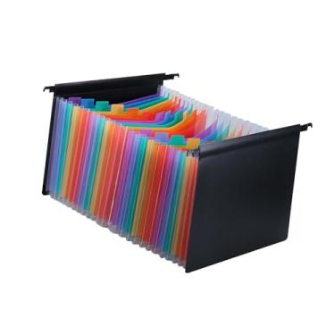 Imagem de MERIGLARE Pasta de Arquivo Suspensa Expansível, Organizador de Arquivo Acordeão, 25 Bolsos, Grande Capacidade com Etiquetas, Expansível para Documentos de Recib, Colorida