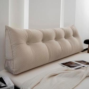 Imagem de KCTVUIWS Almofada triangular grande de reforço para cabeceira e encosto para sentar na cama, almofadas de leitura com suporte para descanso de costas para sofá-cama com capa removível