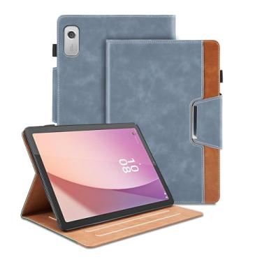 Imagem de Capa para Lenovo Tab M9 9 polegadas 2023 (TB-310FU)/Nook 22.9 cm Lenovo Tablet (2024) - suporte de visualização multiângulo com bolso e fecho magnético, capa protetora fólio de negócios de couro PU