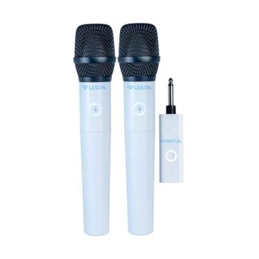 Imagem de Microfone Sem Fio Dinâmico leson ar200 wireless 1 canal 20 frequências função mute Digital 2.4 GHZ Branco