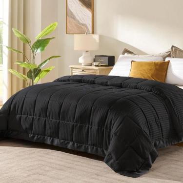 Imagem de Cobertor de luxo Queen Size com acabamento em cetim preto 230x230cm - 