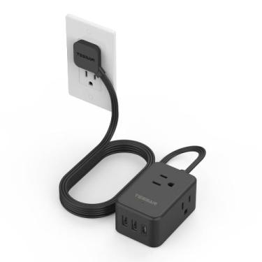 Imagem de Faixa de alimentação TESSAN Ultra Thin com 3 carregadores USB e 3 toma