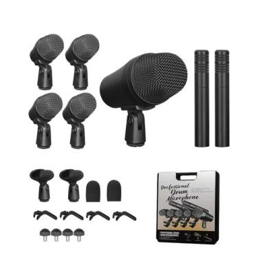 Imagem de Kit de microfone de tambor STABCL de 7 peças com fio e estojo de trans