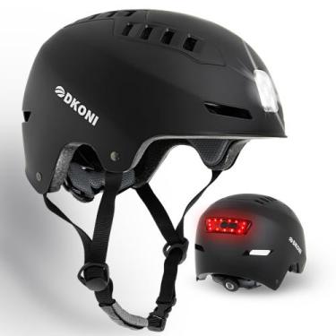 Imagem de Capacete de bicicleta DKONI com luzes LED USB recarregável preto M