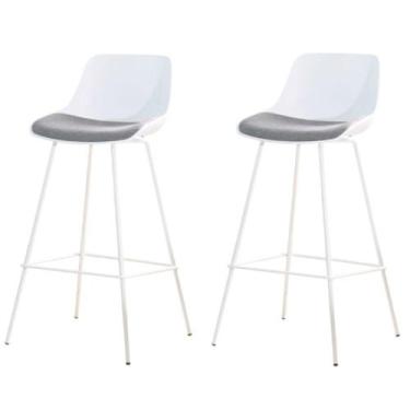 Imagem de Kit 2 Banquetas Altas Medelín Rivatti Estofada em Polipropileno Branco