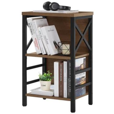 Imagem de Estante de livros MNEETRUNG Small 3 Tier Industrial Rustic Brown