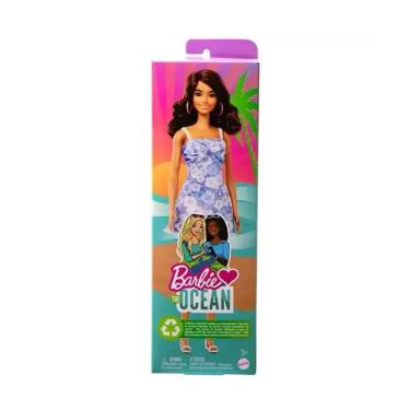 Imagem de Boneca Barbie Morena Loves The Ocean Vestido Floral Azul