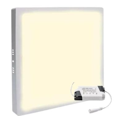Imagem de Plafon Painel Led 25W 24W Sobrepor Quadrado Branco Quente