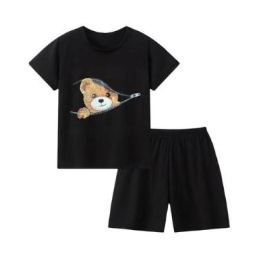 Imagem de Conjunto Infantil de Verão 2 Peças - Manga Curta, Estampa de Urso, Cor