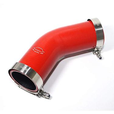Imagem de LTI Universal 63 mm 4-Ply Reforçado Alto Desempenho 6.3 cm ID 45 Graus Cotovelo Silicone Mangueira Acoplador Com Parafuso T Braçadeira T304 Aço Inoxidável (6.3 cm VERMELHO)