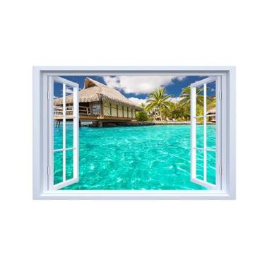 Imagem de Falsas Janelas Paisagens Impressões em Tela-Casa árvore mar-Quadro Arte Moderna-Natureza Pintura Decoração Parede 20x30cm Sem Moldura