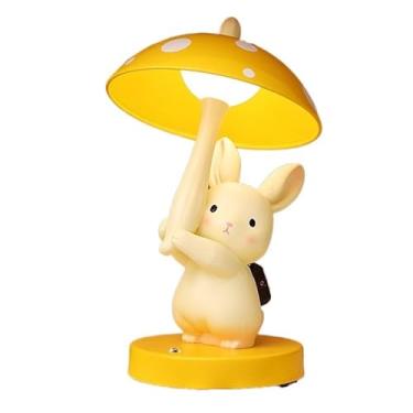 Imagem de Abajur de cabeceira Abajur de cabeceira com animais fofos, decoração quarto infantil, tricolor, regulável, coelho