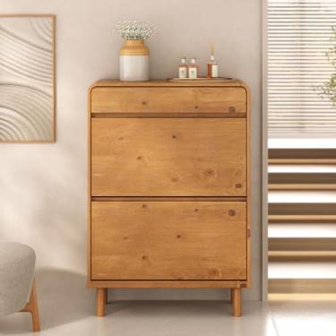 Imagem de IDIMEX Sapateira Grande Alta 18 Pares De Madeira Organizadora Freijó Nael Portas Basculantes com gaveta organizadora sapatos tamanho 44