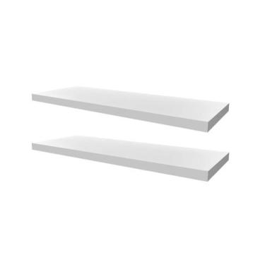 Imagem de Kit 02 Prateleiras em Mdf 15mm Branco 20x60cm com suporte fixação - Ar
