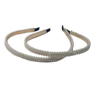 Imagem de Kit 2 Tiaras Arco Pérola Acessório Para Penteados 14Cm