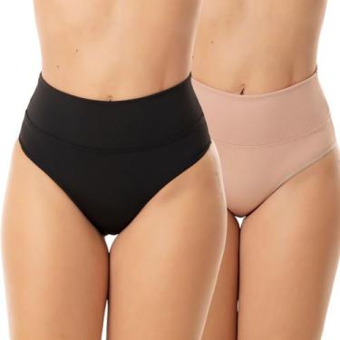 Imagem de Kit 2 Calcinhas Femininas Cós Alto Suplex Modeladora Confortável para 