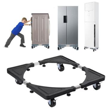 Imagem de Suporte Móvel Refrigerador Freezer Geladeira Inox Com Trava