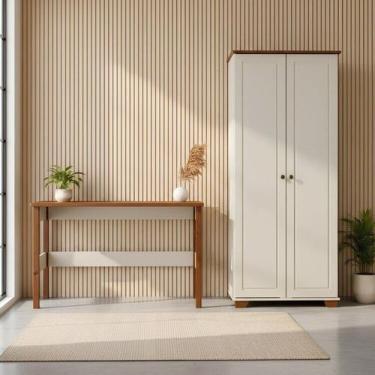 Imagem de Kit 2 Peças Escrivaninha 120cm e Armário Multiuso Madeira Maciça Anand