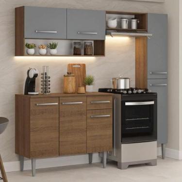 Imagem de Armário De Cozinha Completa 197 Cm Rustic-cinza Emilly Madesa 01