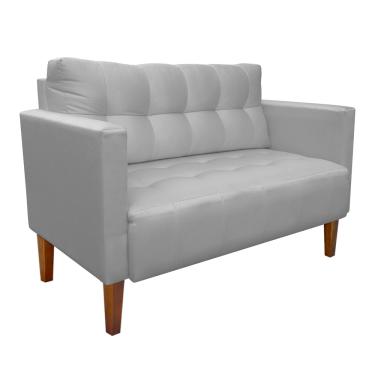 Imagem de Sofá Namoradeira Livia Suede Cinza Pés Chanfrado Castanho - D'Rossi