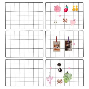 Imagem de PATIKIL Painel de grade de parede de 30,5 x 40,6 cm, pacote com 6, painel de grade de arame, placa de prateleira de metal, fotos de parede, organizador de pendurar, quadro de notas para exibição de