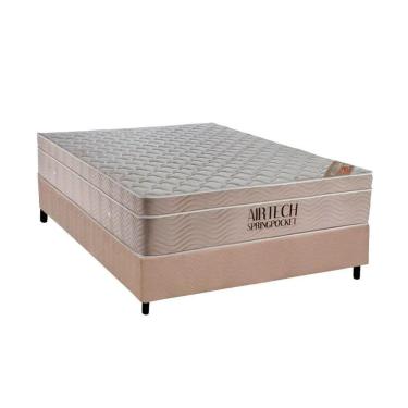 Imagem de Cama Box Casal: Colchão Molas Masterpocket Ensacadas Ortobom Airtech + Base Crc Suede Clean (138x188)